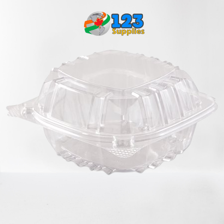 PLASTIC CLAMSHELL CONTAINER ROUND BASE - CLEAR - 6 PACTIV (500)