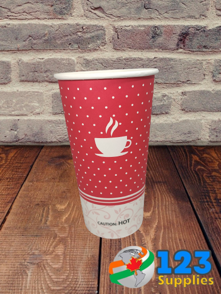 HOT COFFEE CUPS PRINTED 20 OZ (50) - LIDS NOT INCLUDED