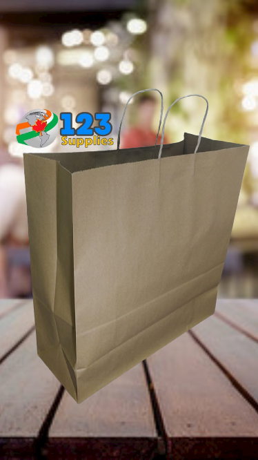 PAPER BAGS WITH HANDLES - KRAFT 18 x 7 x 19" (10)