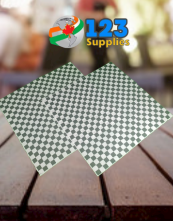CHECKERED PAPER LINERS WAX COATED -BLACK 12x 12" (1000)