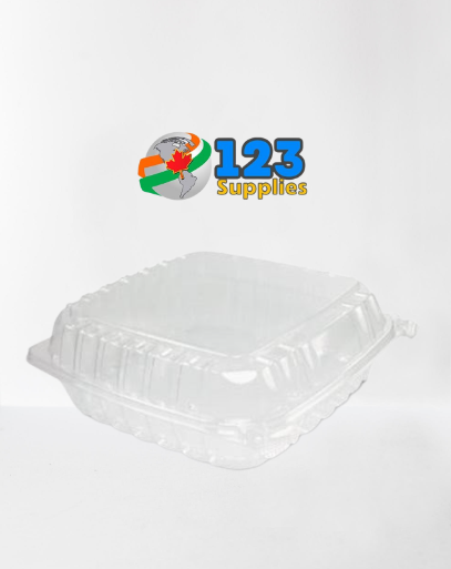 PLASTIC CLAMSHELL CONTAINER ROUND BASE - CLEAR - 9" DART (200)