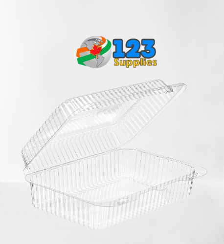 HINGED LID PLASTIC CONTAINER RECTANGULAR - 8 x 6 x 3 (500)