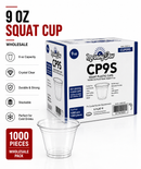 PLASTIC PET CUPS  SQUAT 9OZ (1000)