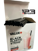 UNWRAPPED PLASTIC STRAWS BLACK 8" (500)