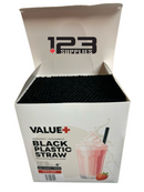 UNWRAPPED PLASTIC STRAWS BLACK 8" (500)