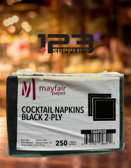 COCKTAIL NAPKINS BLACK 2PLY (1000)