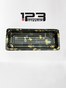 BLACK SUSHI TRAY PRINTED 8.5 X 3.5 X 1" (50) LIDS NOT INCLUDED