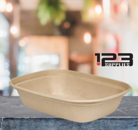 BAGASSE CONTAINER RECTANGULAR 32OZ- LIDS NOT INCLUDED (250)