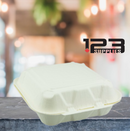SUGARCANE BIODEGRADABLE CONTAINER - 8 x 8 x 3 - 3 COMPARTMENT (50)