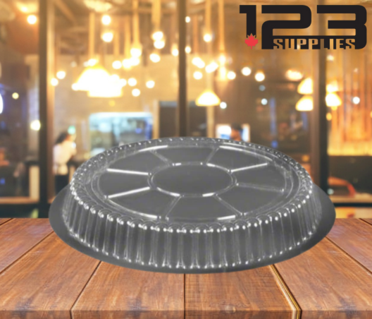 ALUMINUM CONTAINERS ROUND LID - PLASTIC DOME - 7" (5)