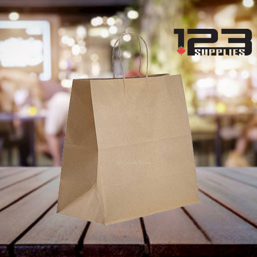 PAPER BAGS WITH HANDLES - KRAFT 13 x 7 x 13" (10)