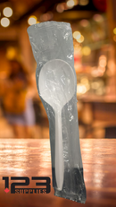 INDIVIDUALLY WRAPPED CUTLERY - HEAVY WHITE SOUP SPOON (1000)