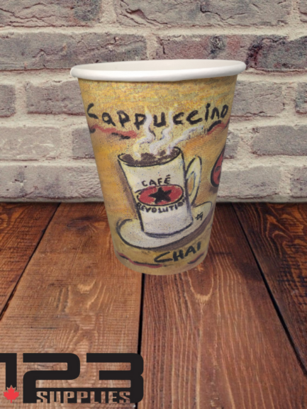 HOT COFFEE CUPS PRINTED 12 OZ (1000) - LIDS NOT INCLUDED