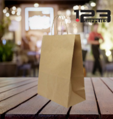 PAPER BAGS WITH HANDLES - KRAFT 10 x 5 x 13" (250)
