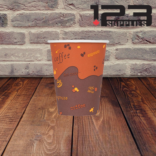 HOT COFFEE CUPS PRINTED 8 OZ (1000) - LIDS NOT INCLUDED