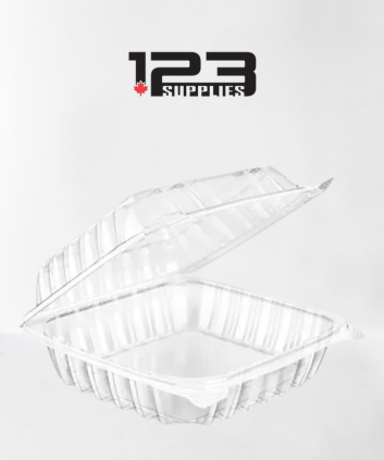 PLASTIC CLAMSHELL CONTAINER ROUND BASE - CLEAR - 9" (250)
