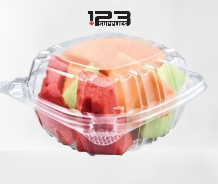 PLASTIC CLAMSHELL CONTAINER ROUND BASE - CLEAR - 5" (375)