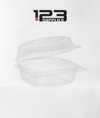 PLASTIC CLAMSHELL CONTAINER ROUND BASE - CLEAR - 5" (375)
