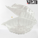 PLASTIC CLAMSHELL CONTAINER ROUND BASE - CLEAR - 6" (500)