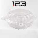 PLASTIC CLAMSHELL CONTAINER ROUND BASE - CLEAR - 6" (500)