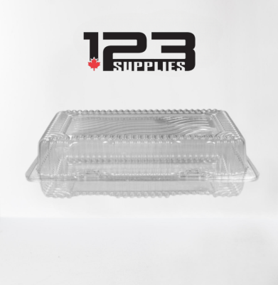 HINGED LID PLASTIC CONTAINER RECTANGULAR - 8 x 5.75 x 2.5 (500)