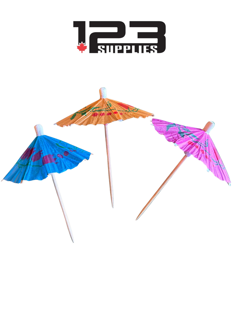 COCKTAIL UMBRELLA STRAWS (144) - ASSORTED COLOURS
