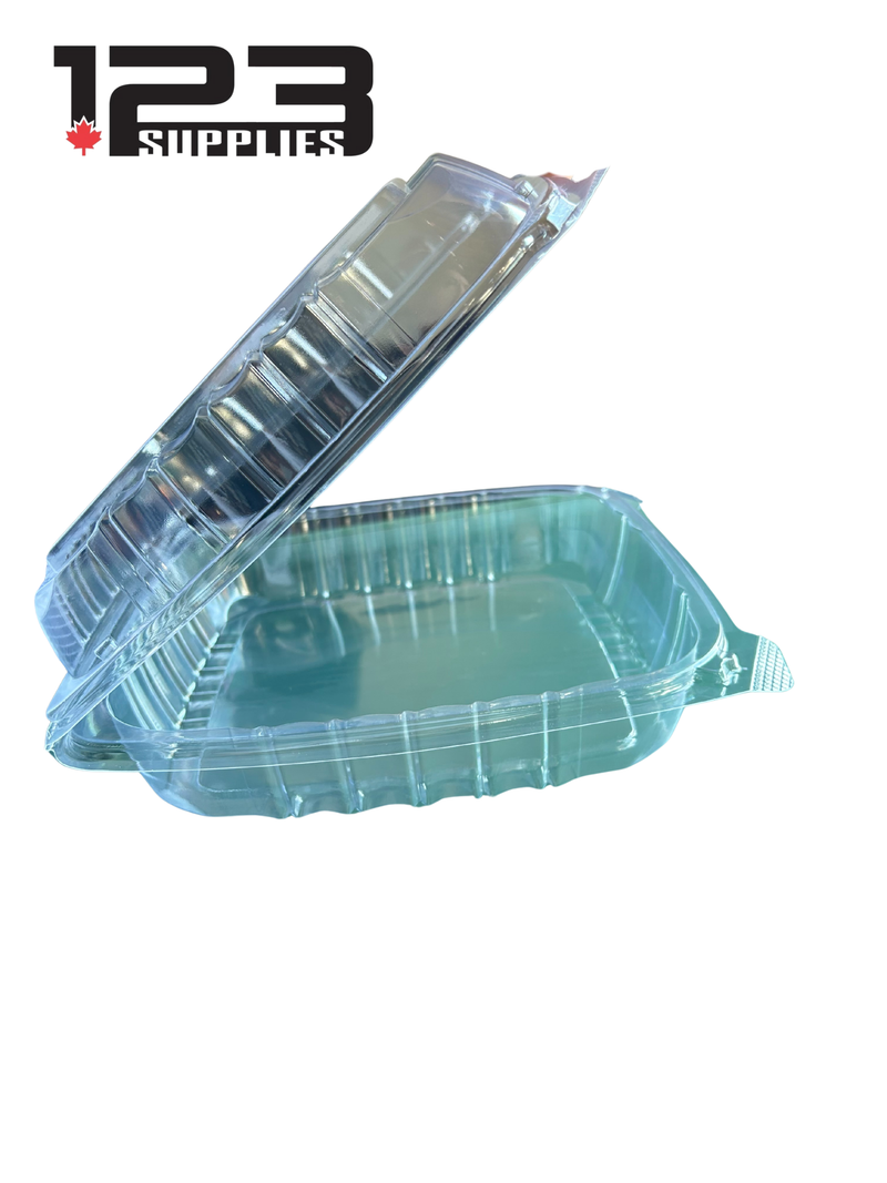 PLASTIC CLAMSHELL CONTAINER - CLEAR - 8" SHALLOW MEDIUM  (25)
