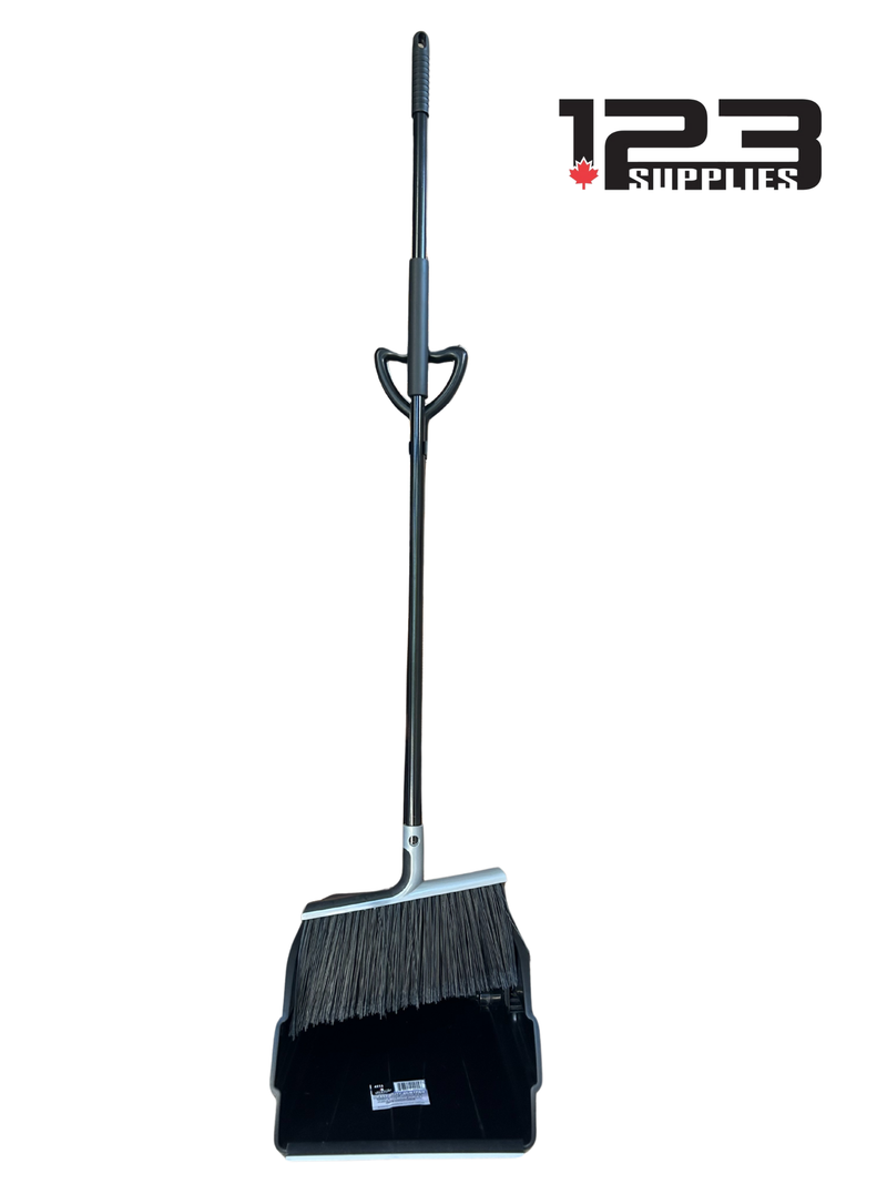 Heavy Duty Dustpan with Large Broom Set - Black