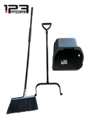 Heavy Duty Dustpan with Large Broom Set - Black