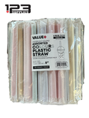 ASSORTED COLOURS PLASTIC STRAWS INDIVDUALLY WRAPPED 8" (100)