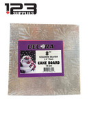 SQUARE SILVER CAKE BOARDS 1/4 THICK SILVER 8" (12)