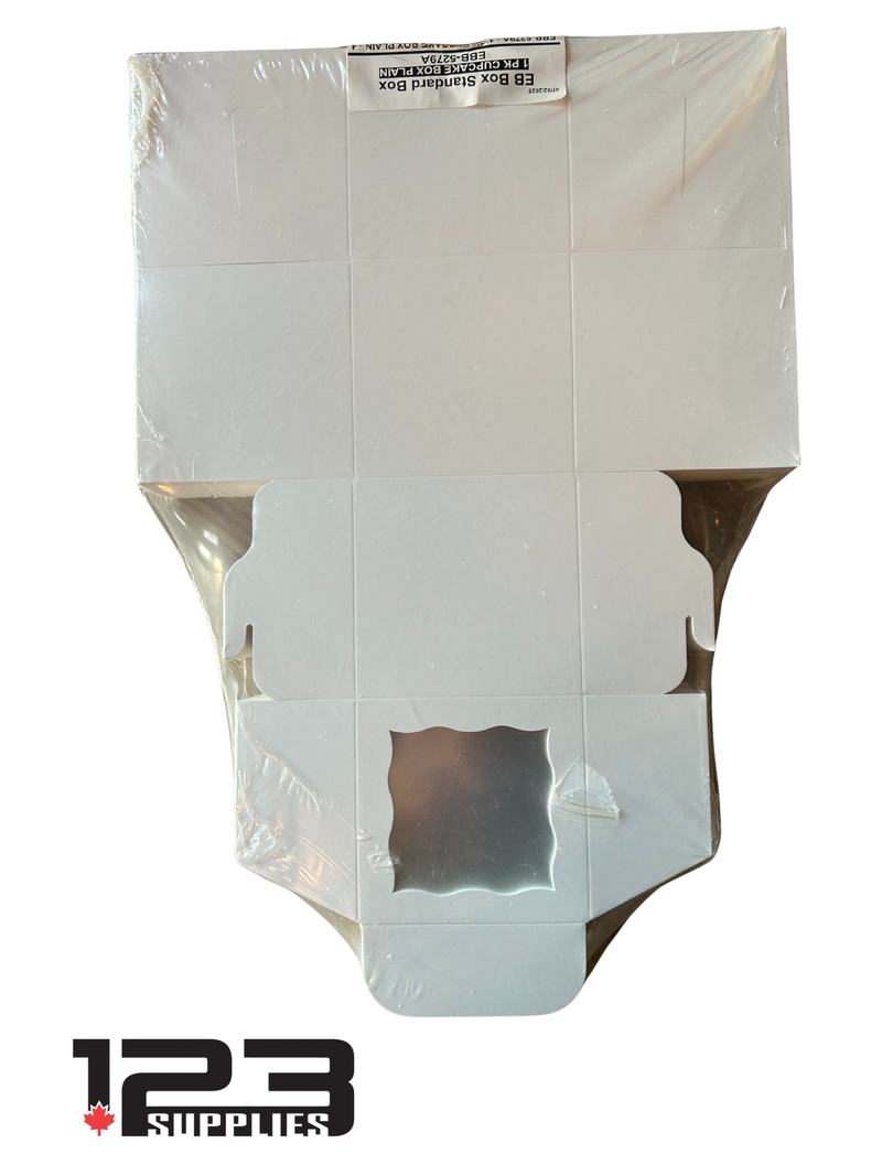 CUPCAKE BOX WITH WINDOW PLAIN 1 PK 4 X 4 X 4 (100)