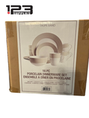 PORCELAIN DINNERWARE SET 16 PIECE BEIGE STONE