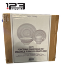 PORCELAIN DINNERWARE SET 16 PIECE GRAY STONE