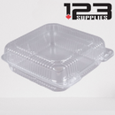 PLASTIC CLAMSHELL CONTAINER SQUARE BASE - CLEAR - 9" (25)