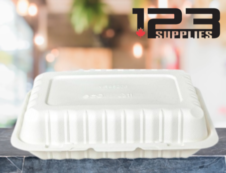 PEBBLE WHITE CONTAINER 9.25" X 6.5" X 2.25" -1 COMPARTMENT (150)