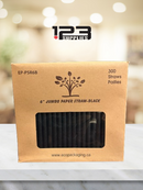 JUMBO PAPER STRAW BLACK 6" (300)