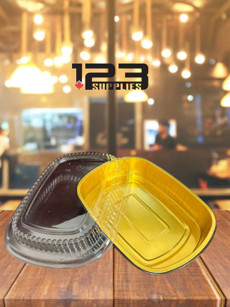BLACK & GOLD GOURMET TO GO 52OZ SIDE DISH AND DOME LID (5)