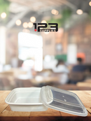 WHITE MICROWAVABLE RECTANGULAR CONTAINER + LID 12OZ (50)