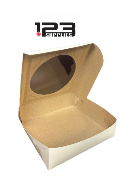 PAPER CAKE BOXES WITH WINDOW - 9 X 9 X 2.5 (100)