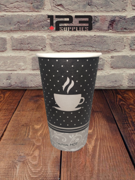 HOT COFFEE CUPS PRINTED 16 OZ (1000) - LIDS NOT INCLUDED