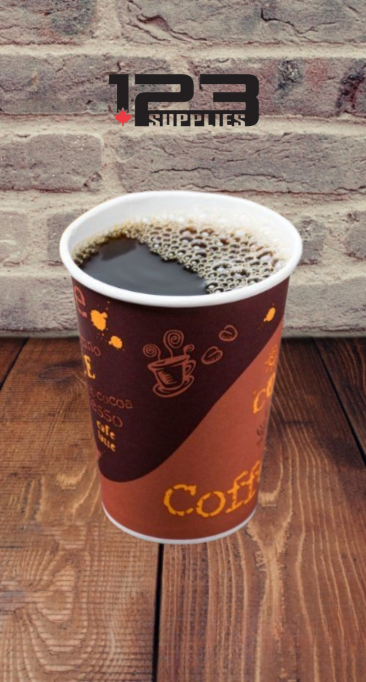 HOT COFFEE CUPS PRINTED 8 OZ (50) - LIDS NOT INCLUDED