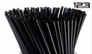BLACK COCKTAIL PLASTIC STRAWS 6" UNWRAPPED (250)