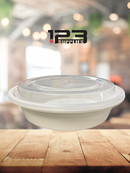 WHITE MICROWAVABLE CONTAINER + LID - ROUND 7" 24oz - DYNASTY (50)