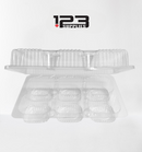 HINGED LID PLASTIC CONTAINER RECTANGULAR- 6 DESSERT SPOTS - 8 x 6 x 2.5 (500)