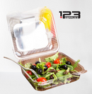 HINGED LID PLASTIC CONTAINER RECTANGULAR - 8 x 8 x 3 (250)