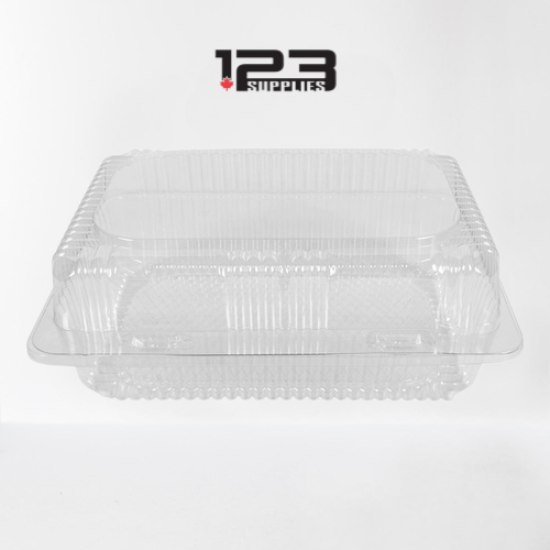 HINGED LID PLASTIC CONTAINER RECTANGULAR - 8 x 8 x 3 (250)