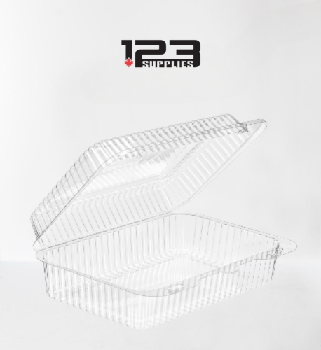 HINGED LID PLASTIC CONTAINER RECTANGULAR - 8 x 6 x 3 (500)