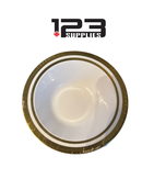 5" ROUND HOT STAMPING BOWL - WHITE / GOLD (20)