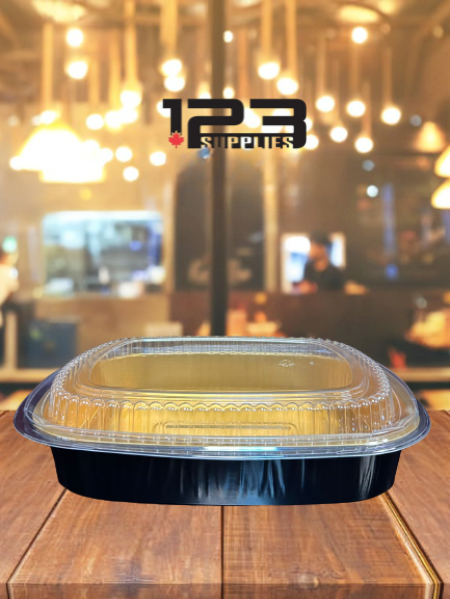BLACK & GOLD GOURMET TO GO 72OZ SIDE DISH AND DOME LID (5)